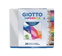 Supermina pastelli colorati - lunghezza 18cm D 7,6mm e mina D3,8mm - Giotto - Astuccio in metallo 24 pastelli colorati