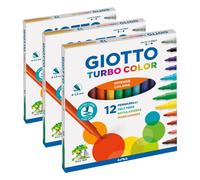 Giotto Turbo Color pennarelli in astuccio da 12 colori (Confezione da 3)