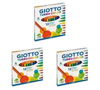Giotto Turbo Color pennarelli in astuccio da 12 colori (Confezione da 3)