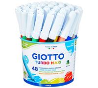 GIOTTO Turbo Maxi - Barattolo Set 12X4 Pennarelli A Punta Larga, 5 mm, Super Lavabili
