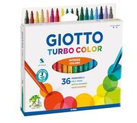 Giotto Turbo Color Confezione da 36 pennarelli - Punta fine 2,8 mm.- Inchiostro d'acqua - Lavabili - Colori assortiti