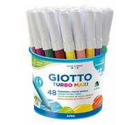 GIOTTO Turbo Maxi Super Washable Felt Tip Fibre Pens, 48 Pens, Large Tip Nib 5mm