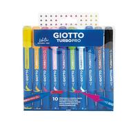 Giotto TURBOPRO Penne Punta Doppia 10 Colori Inchiostro a Base d’Acqua Ideali per Disegno, Calligrafia, Illustrazione e Hobby Creativi