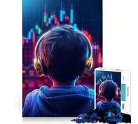 Giovane commerciante con cuffie - Puzzle da 1000 pezzi - Gioco di divertimento mentale - Pezzi precisi e senza cuciture - Attività rilassante di gruppo al chiuso (38x26cm)