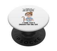 Giovane donna mi sono svegliato alzato dal letto e aveva disegno del caffè PopSockets PopGrip Adesivo