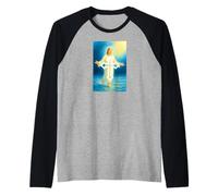 Giovane Gesù Croce Art | Simbolo Spirituale della Fede Cristiana Maglia con Maniche Raglan