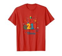 Giovane, Selvaggio e Tre Regali di Compleanno per 3 Anni Maglietta, Uomo, Rosso, L