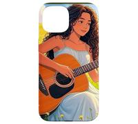 Giovane signora che suona la chitarra nel prato Custodia per iPhone 15