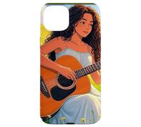 Giovane signora che suona la chitarra nel prato Custodia per iPhone 15 Plus