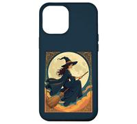 Giovane strega seduto Astride Un Besom Art Nouveau Illustrazione Custodia per iPhone 12 Pro Max