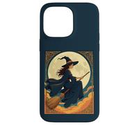 Giovane strega seduto Astride Un Besom Art Nouveau Illustrazione Custodia per iPhone 14 Pro Max