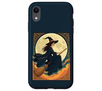 Giovane strega seduto Astride Un Besom Art Nouveau Illustrazione Custodia per iPhone XR