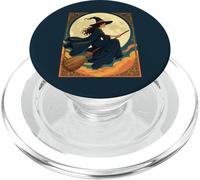Giovane strega seduto Astride Un Besom Art Nouveau Illustrazione PopSockets PopGrip per MagSafe