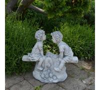 Giovani E Ragazza Sega Figura di Pietra 37 CM 15 KG Grigio Cemento bianco