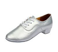 Giovani Uomini Scarpe Da Ballo Latino Scarpe Tango Salsa Danza Scarpe Elegante Lacci In Pelle Nero Sneakers Con Tacco, argento, 44 EU