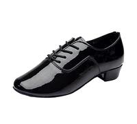 Giovani Uomini Scarpe Da Ballo Latino Scarpe Tango Salsa Danza Scarpe Elegante Lacci In Pelle Nero Sneakers Con Tacco, Nero , 40 EU