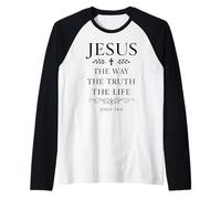 Giovanni 14:6 Gesù La Via verità Vita Bibbia Versetto Scrittura Dio Maglia con Maniche Raglan