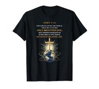 Giovanni 3:16 Verso Bibbia Croce e Globe Design Maglietta