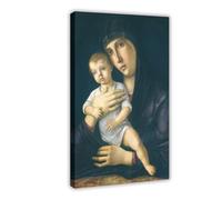 Giovanni Bellini - Stampa artistica da parete su tela, motivo: Madonna col bambino, per casa, bar, ristorante, garage, caffetteria, idea regalo, 30 x 45 cm