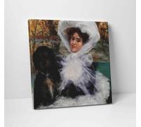 Giovanni Boldini Donna Elegante col suo Cane Stampa su Tela Vernice Pennellate