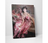 Giovanni Boldini La Signora in Rosa Stampa su Tela Canvas Vernice Pennellate