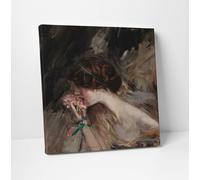 Giovanni Boldini Ragazza dal Garofano Stampa su Tela Cotone Vernice Pennellate