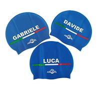 Giovanni| Cuffia in Silicone con Nome | Cuffia da Nuoto| Grande Comfort e aderenza | Design e Stile Italiano | Colore Blu