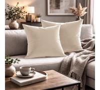 Giovanni Dolcinotti MADE IN ITALY Set 2 Federe Cuscini Divano - 40x40 - Velluto - Avorio - Copricuscini Decorativi per Divano Soggiorno Camera da Letto - Cerniera Zip - Modello Monroe
