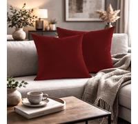 Giovanni Dolcinotti MADE IN ITALY Set 2 Federe Cuscini Divano - 40x40 - Velluto - Cardinale - Copricuscini Decorativi per Divano Soggiorno Camera da Letto - Cerniera Zip - Modello Monroe