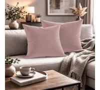Giovanni Dolcinotti MADE IN ITALY Set 2 Federe Cuscini Divano - 40x40 - Velluto - Rosa - Copricuscini Decorativi per Divano Soggiorno Camera da Letto - Cerniera Zip - Modello Monroe