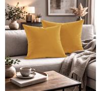 Giovanni Dolcinotti MADE IN ITALY Set 2 Federe Cuscini Divano - 50x50 - Velluto - Gold - Copricuscini Decorativi per Divano Soggiorno Camera da Letto - Cerniera Zip - Modello Monroe