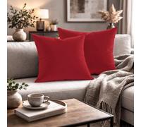 Giovanni Dolcinotti MADE IN ITALY Set 2 Federe Cuscini Divano - 50x50 - Velluto - Rosso Teatro - Copricuscini Decorativi per Divano Soggiorno Camera da Letto - Cerniera Zip - Modello Monroe