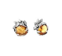 Giovanni Raspini 12079 Eden Leopard Earrings - Sterling Silver & Citrine Quartz, 2cm