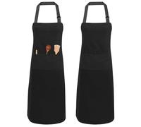 GIOVARA Grembiule Nero Cucina 2 Pezzi Grembiule da Ristorante, Grembiuli da Barbecue con Tasche, BBQ Bar Chef Cucina grembiule cucina uomo e donna Per Cucina, Caf- fibra di poliestere