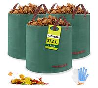 GIOVARA Sacchi per Rifiuti da Giardino Resistenti 3 X 272 L Pacchi Sacchi da Giardino Riutilizzabili con Maniglie, Sacchi Giardinaggio Pieghevole, Impermeabile per Foglie Erba, Rifiuti, Detriti