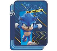 GIOVAS Astuccio Sonic The Hedgehog - Astuccio a 2 ripiani, con cerniera, colore: blu, blu, Astuccio