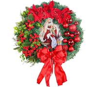 Giove di Natale con natività scena 16 '' Hanging 3D inverno ghirlanda con luci da fiaba Elegante porta di Natale con bacche, fiori e fiocco per, decorazioni