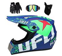 Gioventù Bambini Casco da Motocross, con Occhiali Guanti Maschera, Doppio Sport Integrale Fuori Strada Moto Incidente Casco, Discesa BMX MTB ATV Enduro Corse Quad Bici da Cross Casco(DD,S/52-53CM)