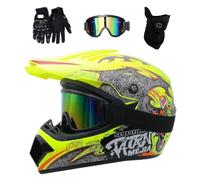 Gioventù Bambini Casco da Motocross, con Occhiali Guanti Maschera, Integrale Fuoristrada Strada Bici da Cross Motocicletta Schianto Casco, BMX MTB ATV In Discesa Quad Enduro Casco