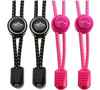 gipfelsport Lacci Elastici Rotondi - Lacci Scarpe Elasticizzati | Lacci Reflective per Adulti e Bambini | per Triathlon, Ciclismo | 2X Paio di Nero/Rosa