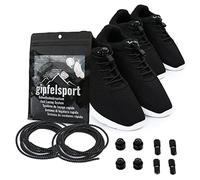 gipfelsport Lacci Elastici Rotondi - Lacci Scarpe Elasticizzati | Lacci Reflective per Adulti e Bambini | per Triathlon, Ciclismo | 2X Paio di Nero/Nero