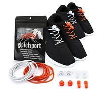 gipfelsport Lacci Elastici Rotondi - Lacci Scarpe Elasticizzati | Lacci Reflective per Adulti e Bambini | per Triathlon, Ciclismo | 2X Paio di Bianco/Arancione