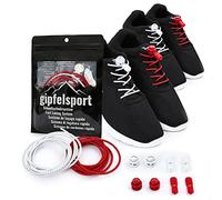 gipfelsport Lacci Elastici Rotondi - Lacci Scarpe Elasticizzati | Lacci Reflective per Adulti e Bambini | per Triathlon, Ciclismo | 2X Par de Bianco/Rosso