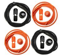 gipfelsport Lacci Elastici Rotondi - Lacci Scarpe Elasticizzati | Lacci Reflective per Adulti e Bambini | per Triathlon, Ciclismo | 2X Paio di Nero/Arancione