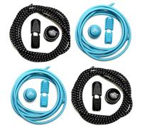 gipfelsport Lacci Elastici Rotondi - Lacci Scarpe Elasticizzati | Lacci Reflective per Adulti e Bambini | per Triathlon, Ciclismo | 2X Paio di Nero/Blu