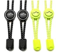 gipfelsport Lacci Elastici Rotondi - Lacci Scarpe Elasticizzati | Lacci Reflective per Adulti e Bambini | per Triathlon, Ciclismo | 2X Paio di Nero/Giallo Neon