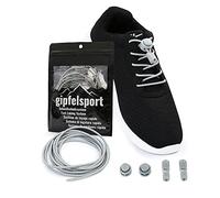 gipfelsport Lacci Elastici Rotondi - Lacci Scarpe Elasticizzati | Lacci Reflective per Adulti e Bambini | per Triathlon, Ciclismo | 1x Paio de Grigio