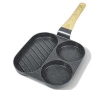 GiPP Padella per frittate antiaderente, padella per colazione a 3/4 fori, frittata giapponese Tamago-yaki, frittata antiaderente in granito, senza PFOS/PFOA (Grigio, 3 fori)