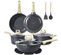 GiPP Set di 14 pentole in granito e padelle con rivestimento antiaderente, 20 + 24 + 28 cm, set di pentole da 16 + 24 cm, set di pentole a induzione con spatol cucchiaio, per tutti i piani cottura,