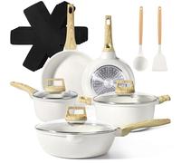 GiPP Set di 5 pentole in granito e padelle con rivestimento antiaderente, 20 + 24 + 28 cm, set di pentole da 16 + 24 cm, set di pentole a induzione con spatola+cucchiaio, per tutti i piani cottura,